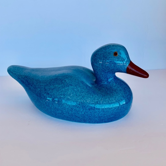 Duck, blue, glazed ceramic, Vintage - Picture 2 of 8